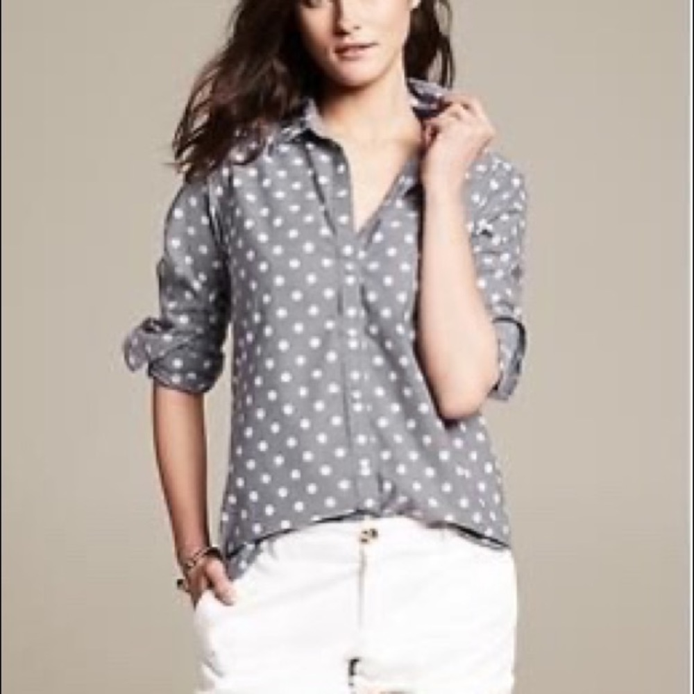 Banana Republic Dotted Denim Button Up